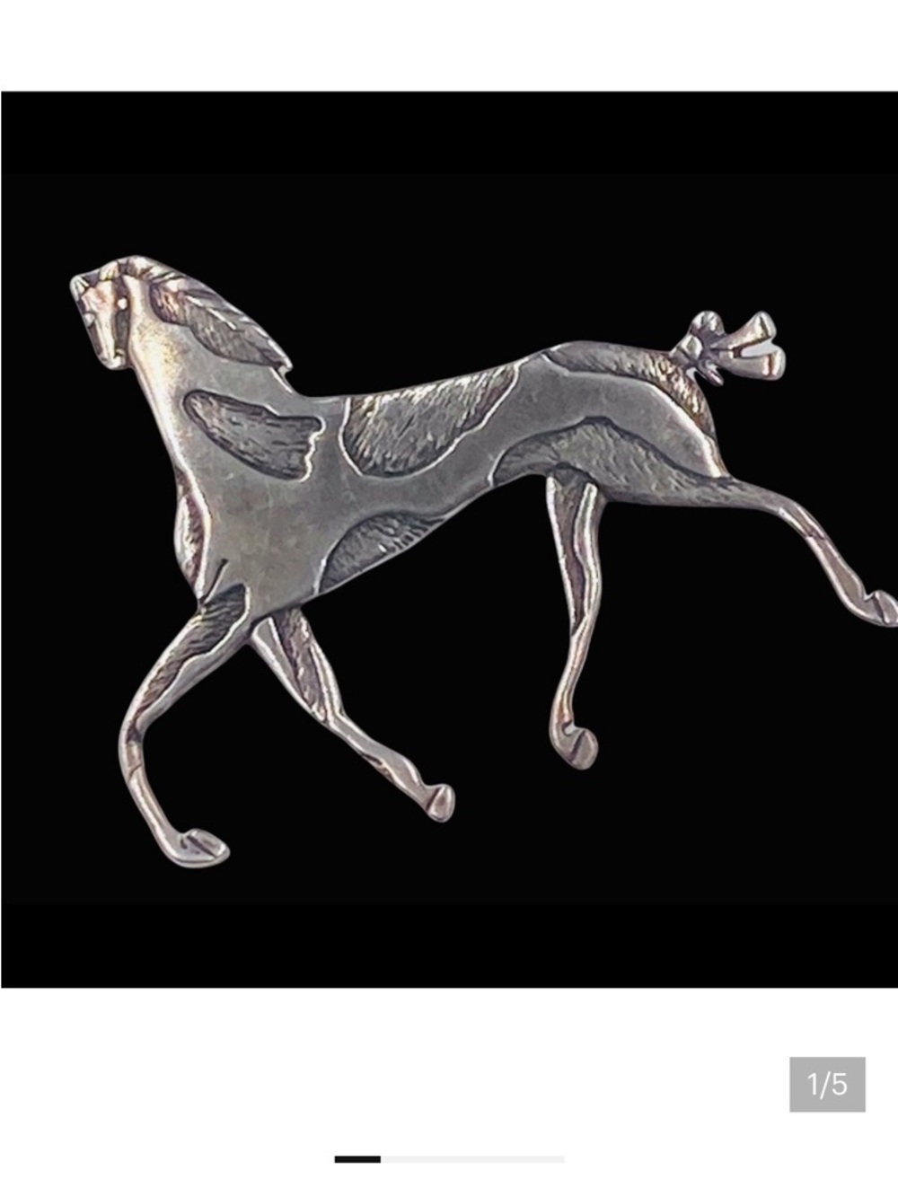 Vintage Navajo Frank Salcido Sterling Cherokee Horse Brooch